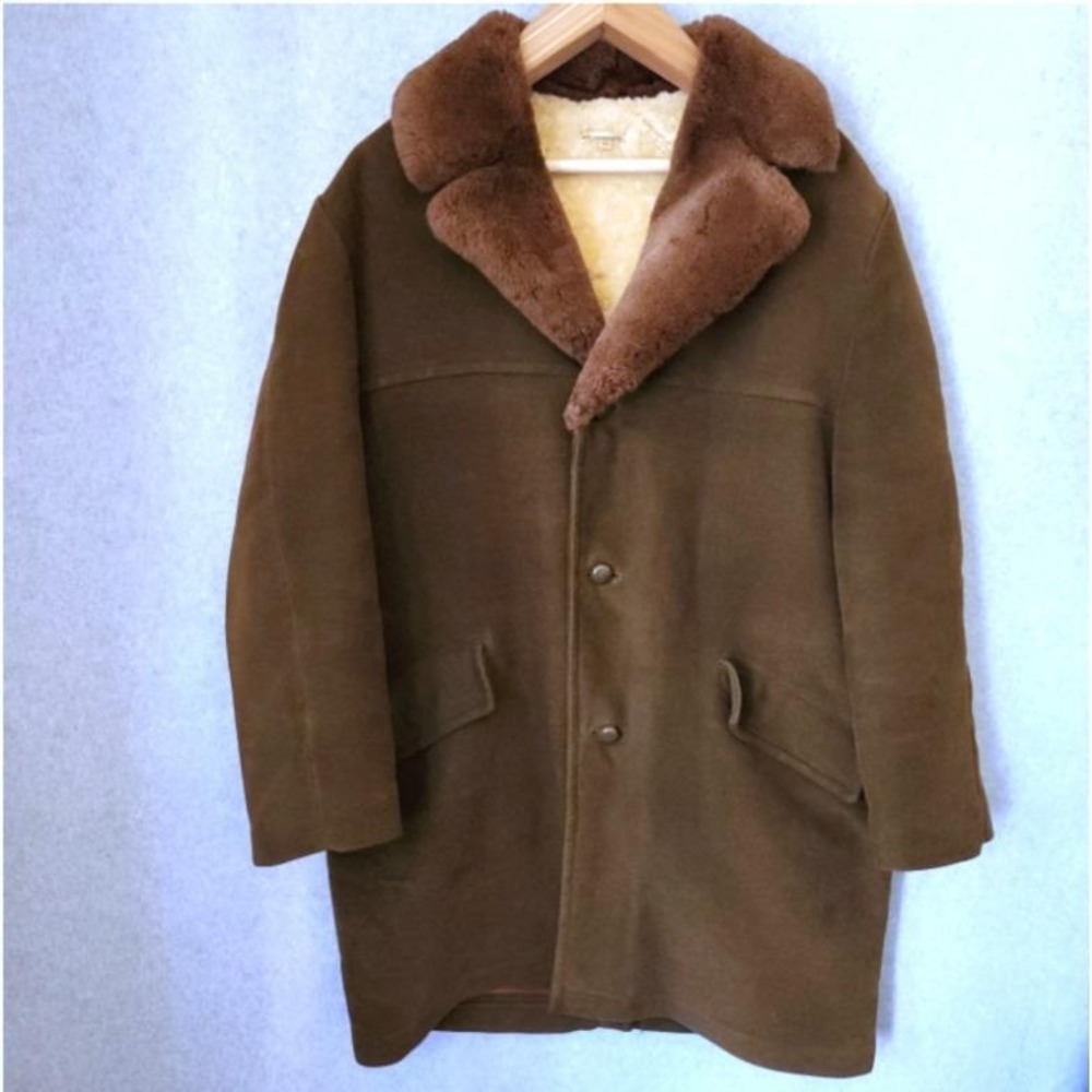 VTG Men's Sheepskin Shearling Rancher Coat Size‎ 44 Heavy Weight L/XL Faux Fur